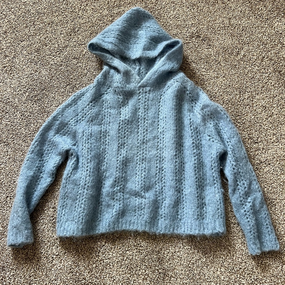 Sezane Blue Cowl Neck Sweater